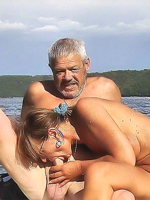 Older naturist men with younger naturist girl - Old Young Nudists
