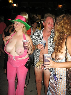 Crazy partying mature and chubby amateur flashers