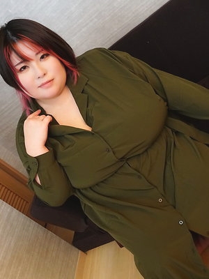 Huge breasted BBW Japanese lady begging for a creampie